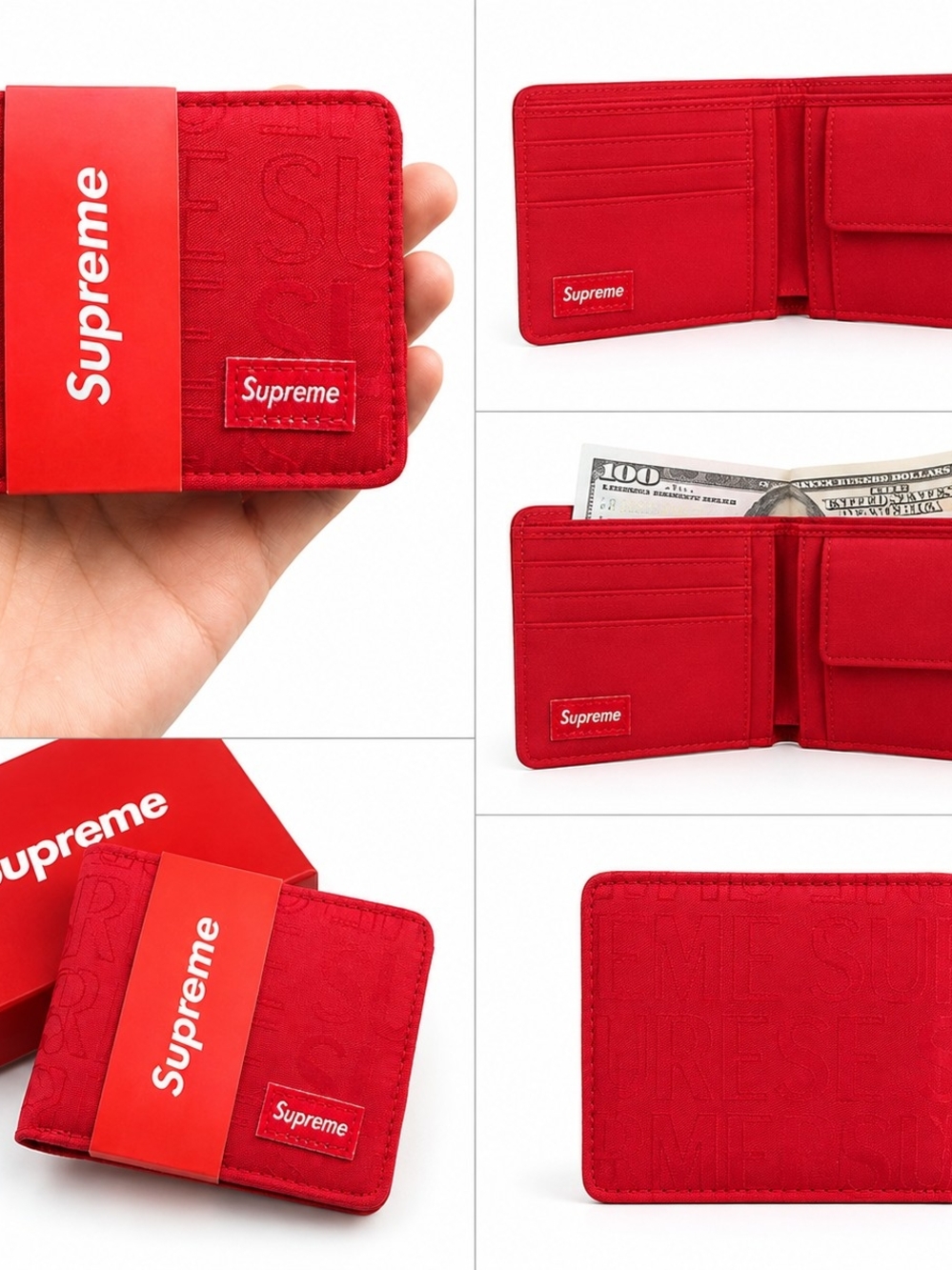 Supreme Red Textured Bi-Fold Wallet